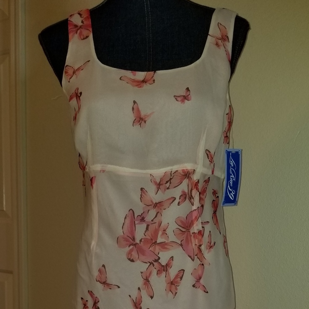 ✅SUMMER DRESS NWT sz 6 La Rue 39 100% silk fully lined bitterfly empire waist - Picture 3 of 14